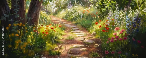 A Whimsical Journey Through the Garden: Following the Delicate Trail of Bunny Footprints on a Bright Easter Morning