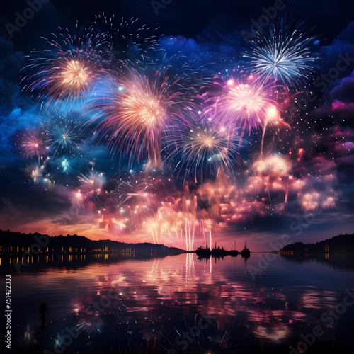 Colorful fireworks lighting up the night sky.