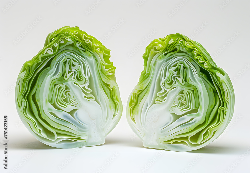 Obraz premium Halved cabbage isolated on white background