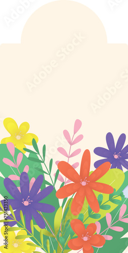 Wedding floral tag vector illustration. Template vintage greeting design flow...