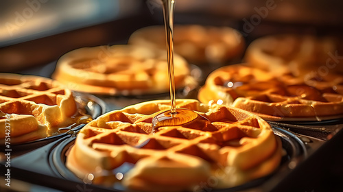 Beautiful background for Belgian waffles advertisement photo