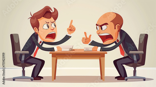 illustration of an Angry manager arguing with his colleagues in the office.