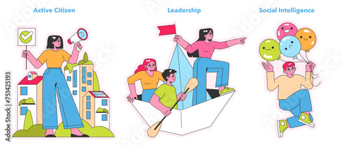 Character Strengths set. Vector illustration