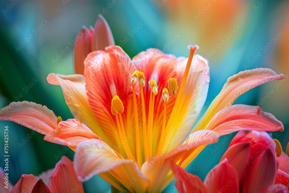 A macro photograph of a blooming spring flower in a garden, wallpaper background, close up