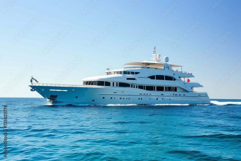 White yacht on a blue ocean