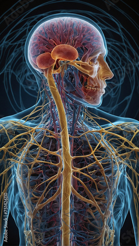 Medical image of the nervous network of the human body photo
