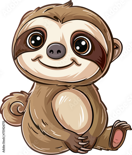 Sloth cartoon illustration isolated on white background vector