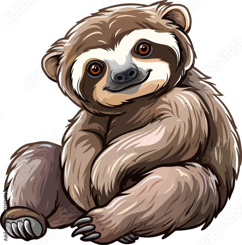 Sloth cartoon illustration isolated on white background vector