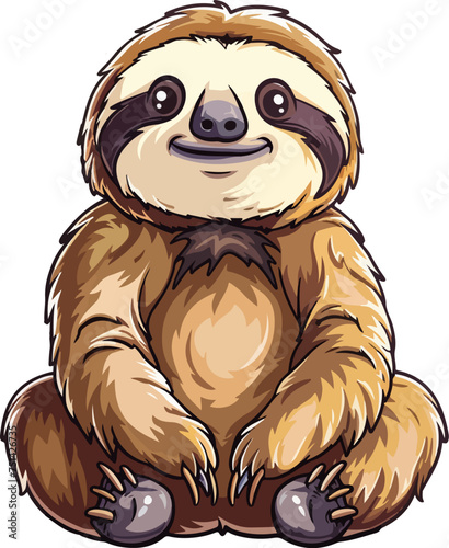 Sloth cartoon illustration isolated on white background vector