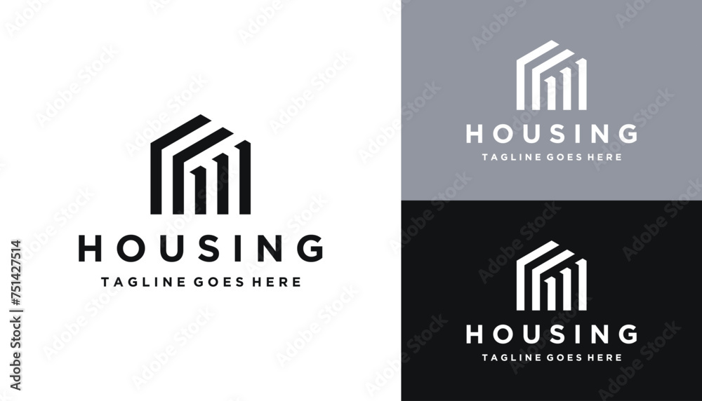 House with Bar Diagram Financial Chart For Home Investment Business Marketing Progress Logo Design