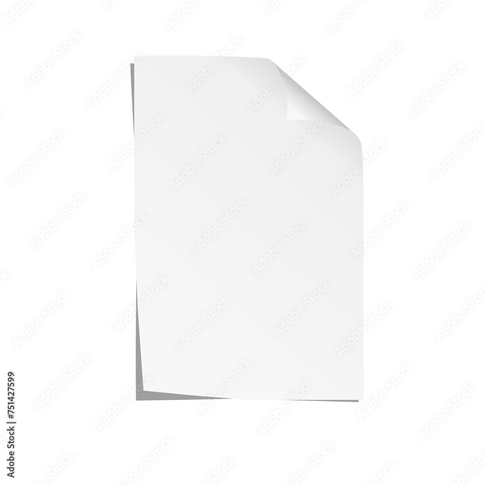 A4 sheet of paper with a curved upper right corner. Vector illustration. A4 sheet of paper with a curved upper right corner. Vector illustration.