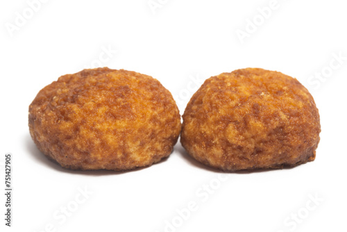 Two palm cheese cookies isolated on white background clipping path