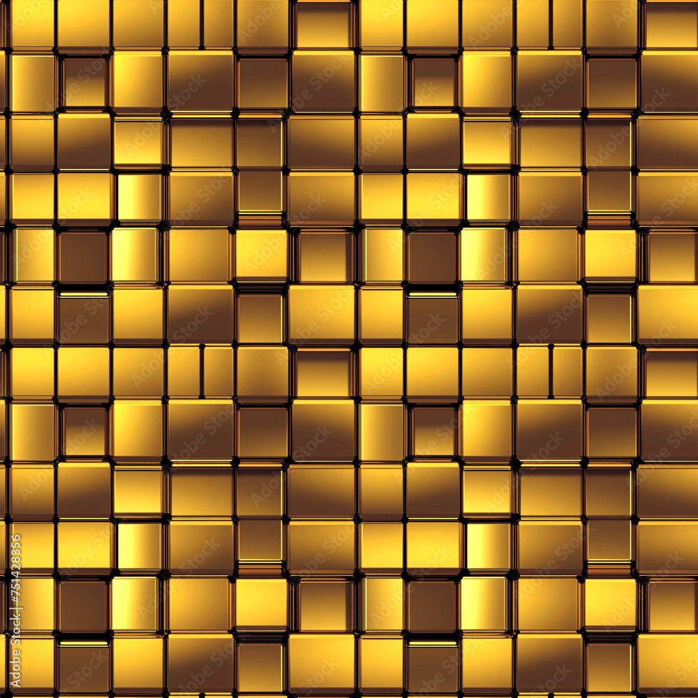 Fototapeta premium Golden metal surface seamless pattern. Yellow gold texture background. Luxury risch style wallpaper. Digital artistic artwork raster bitmap illustration. 