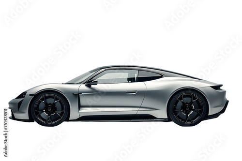 Image of a luxury electric sports car, side profile, on a clear background © transparent paradise