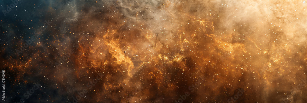 Golden textured background with smoke effect. Gradient transition from gold to gray with space for text. Abstract design concept for luxury branding, wallpaper, or cover art.