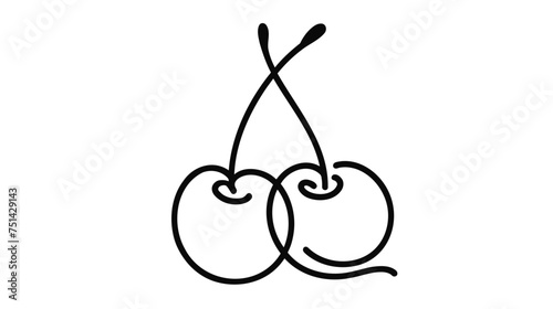 cherries, cherry one line drawing. Modern continuous line draw design vector graphic illustration on white background