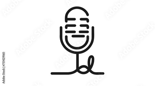 One single line drawing of radio microphone for broadcasting. loudspeaker announcer item concept continuous line draw design vector graphic illustration on white background
