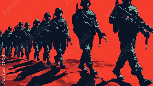 Propaganda Style Design of Soldiers Marching