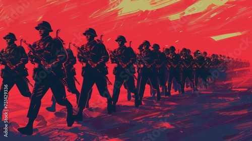 Propaganda Style Design of Soldiers Marching