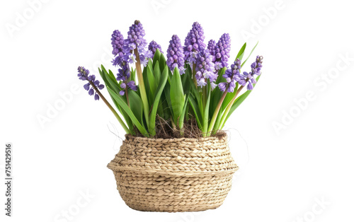 Scalloped Rattan Pot for Hyacinth Arrangement isolated on transparent Background
