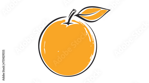 orange illustration drawing. line art orange design vector on white background