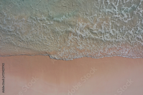Aerial shot of pink beach