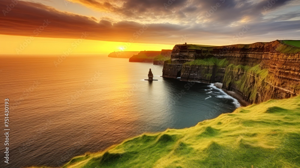 The Spectacular Display of Beautiful Cliffs Under the Setting Sun