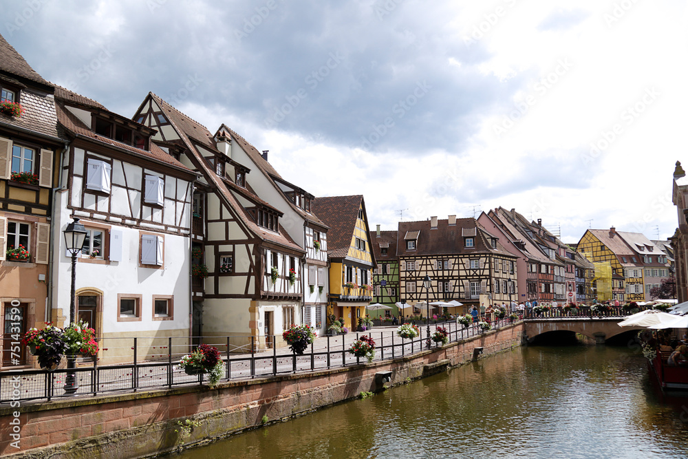 Petite Venice, water canal and traditional half timbered houses located in Colmar, France