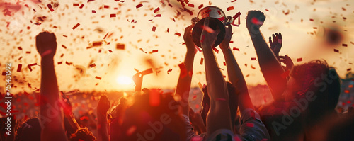 Wallpaper Mural Final whistle, confetti explosion, triumphant team lift trophy, unforgettable joy Torontodigital.ca