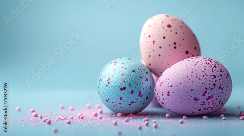 Easter background in pastel colors with candies in the shape of eggs.