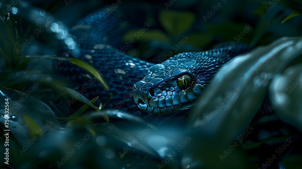 Fototapeta premium Photorealistic Snake in the Darkness