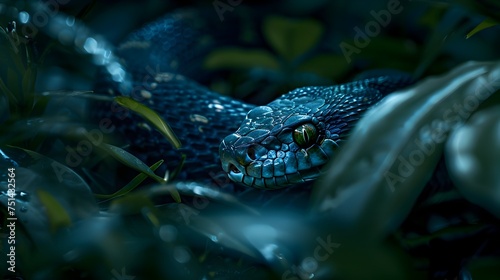 Photorealistic Snake in the Darkness