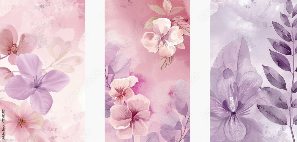 Elegant Floral Wallpapers with Blush Pink and Purple Tones for Stylish Decor