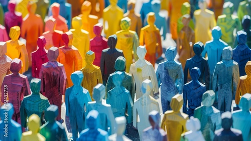 Multicolored Wooden Figures Symbolizing Diversity and Community