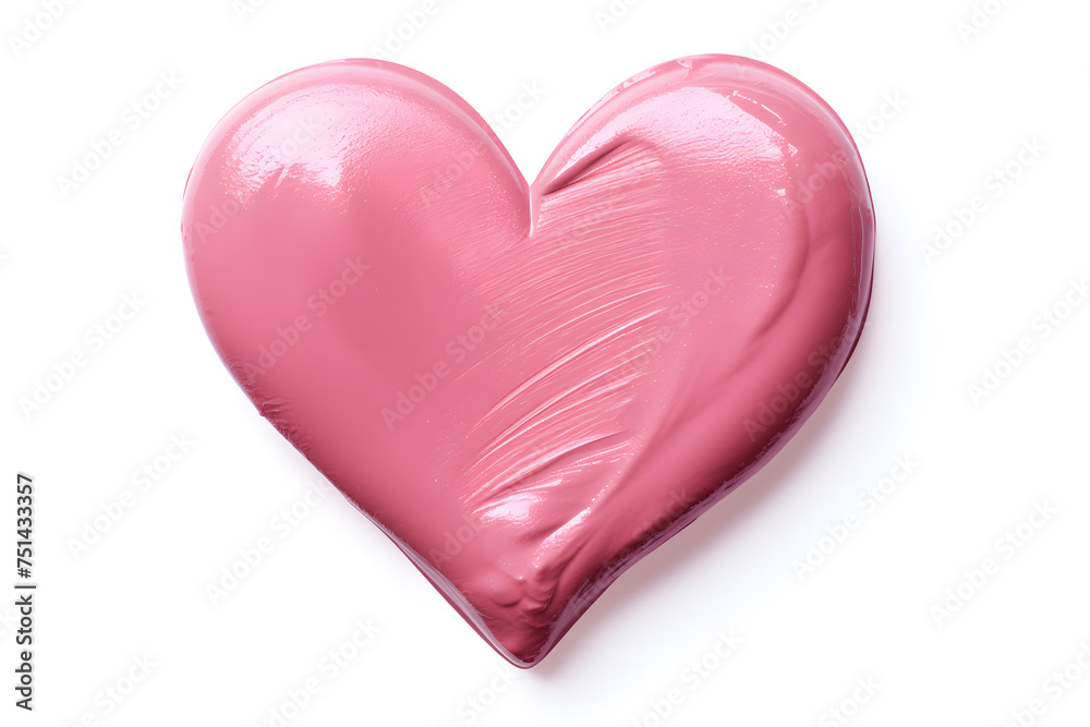 Heart made of pink lipstick isolated on white