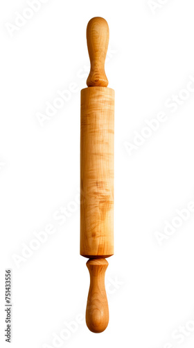 Classic Wooden Rolling Pin  Transparent Background  Cut Out