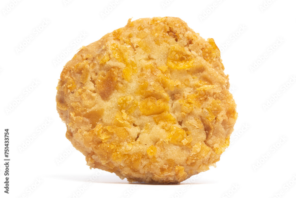 Cornflakes cookies front view isolated on white background clipping path Cornflakes cookies front view isolated on white background clipping path