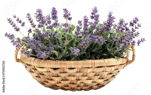 Lavender in Scalloped Rattan Pot isolated on transparent Background