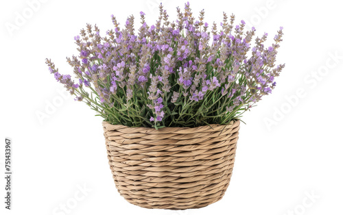 Lavender in Scalloped Rattan Pot isolated on transparent Background