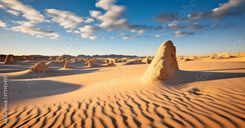 The Harsh Yet Striking Terrain of a Hot  Sand-Filled Desert