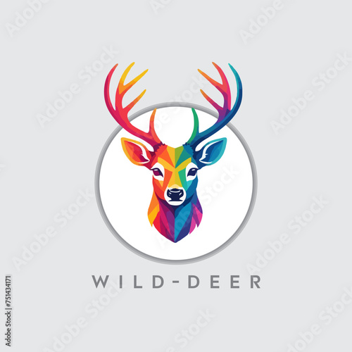 Colorful wild deer vector logo design. easy to edit