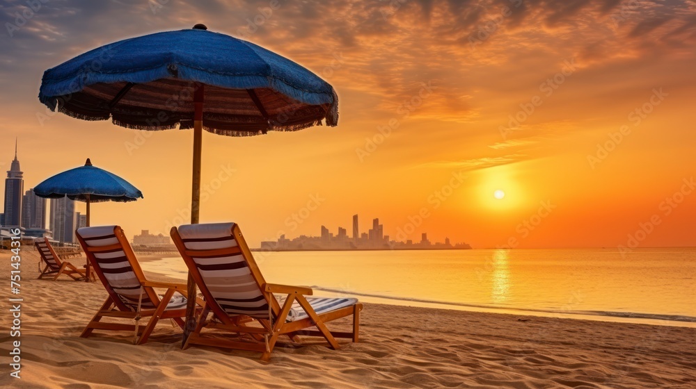 Welcoming the Day with Sun Holidays Along the Persian Gulf's Shore at Sunrise