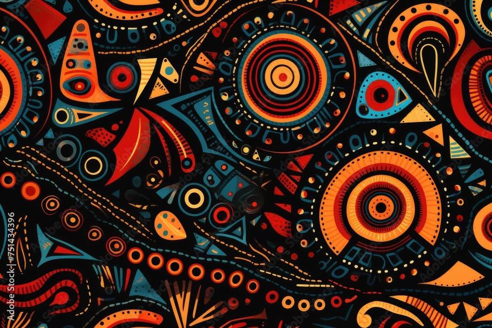 Colorful ethnic tribal abstract pattern. Geometric folk wallpaper