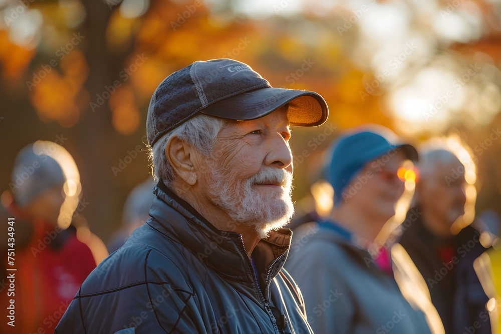 Older Man Running in Autumn Outdoors