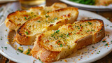 Plate of savory garlic bread