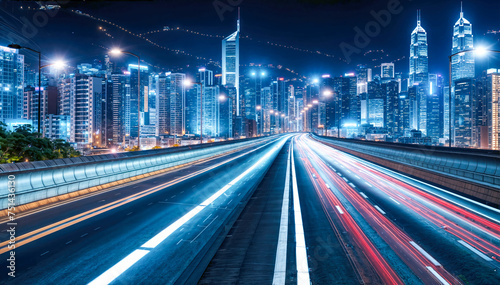 light trails on the modern building background