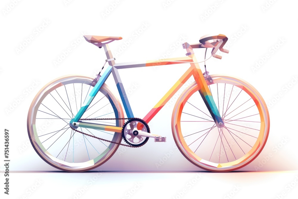 Beautiful low poly bicycle on white background