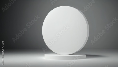 Calm white background with a white circular pedestal in focus © Irfanan