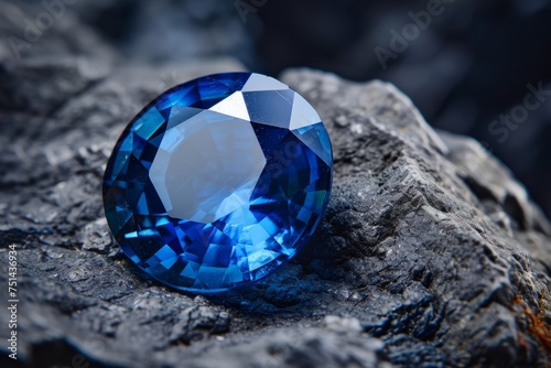 Blue sapphire on a rock
