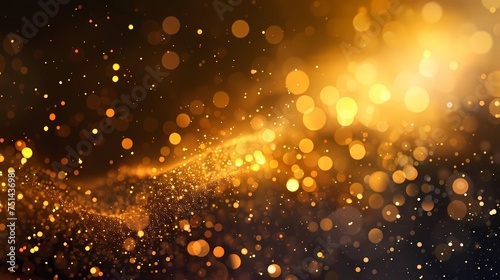 abstract gold glitter bokeh defocused rays lights background.